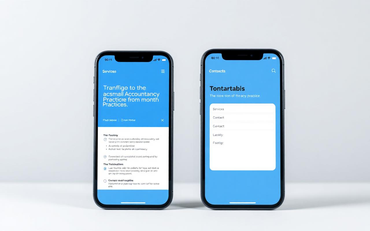 Professional services website — Services and contact form on mobile